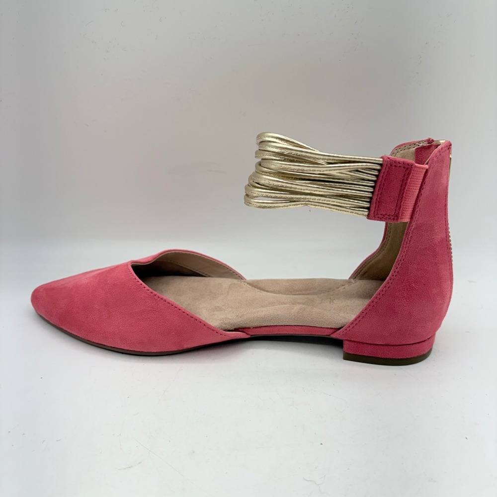 Aerosoles Pink Suede Pointed Toe Flats Gold Metallic Ankle Cuff Womens Size 6 - Picture 3 of 9